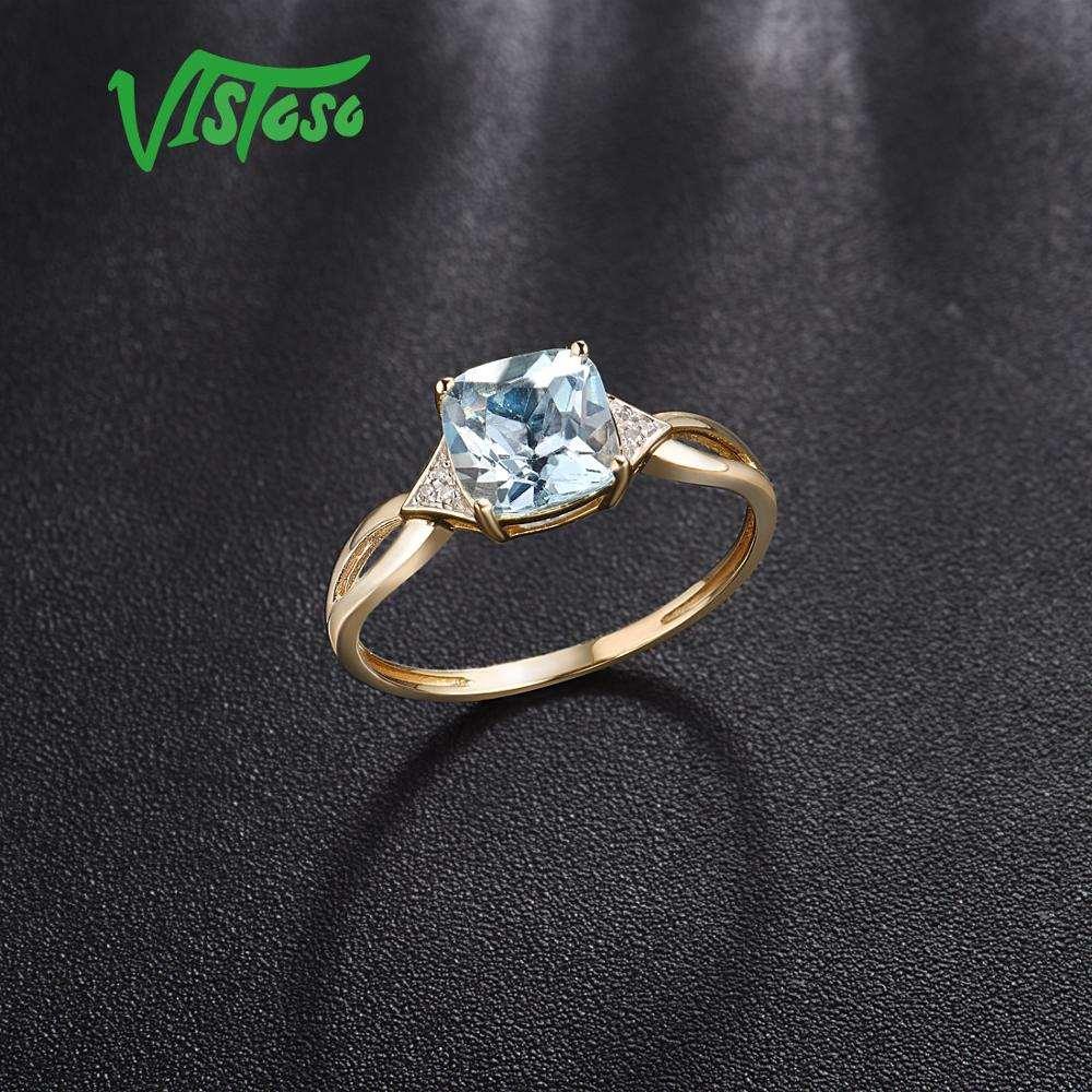 LUX 14K 585 Gold Blue Topaz Ring