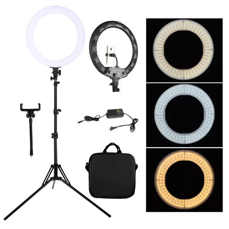 Live Stream 18 inch LED Ring Light with Tripod - Dimmable Photographic Lighting