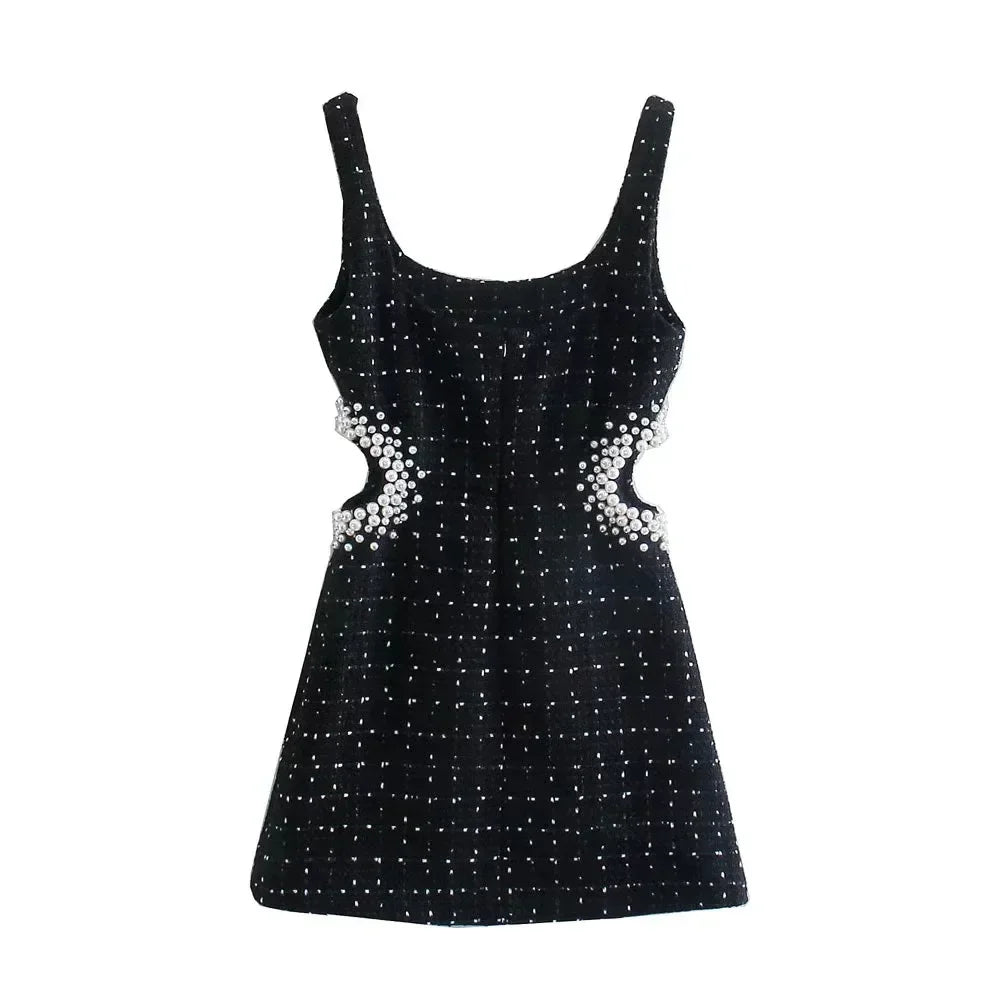 Vintage Tweed Black Mini Dress