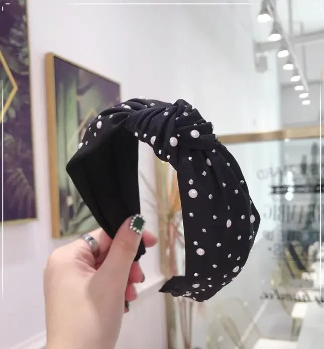 Handmade Pearl & Rhinestone Knot Headband
