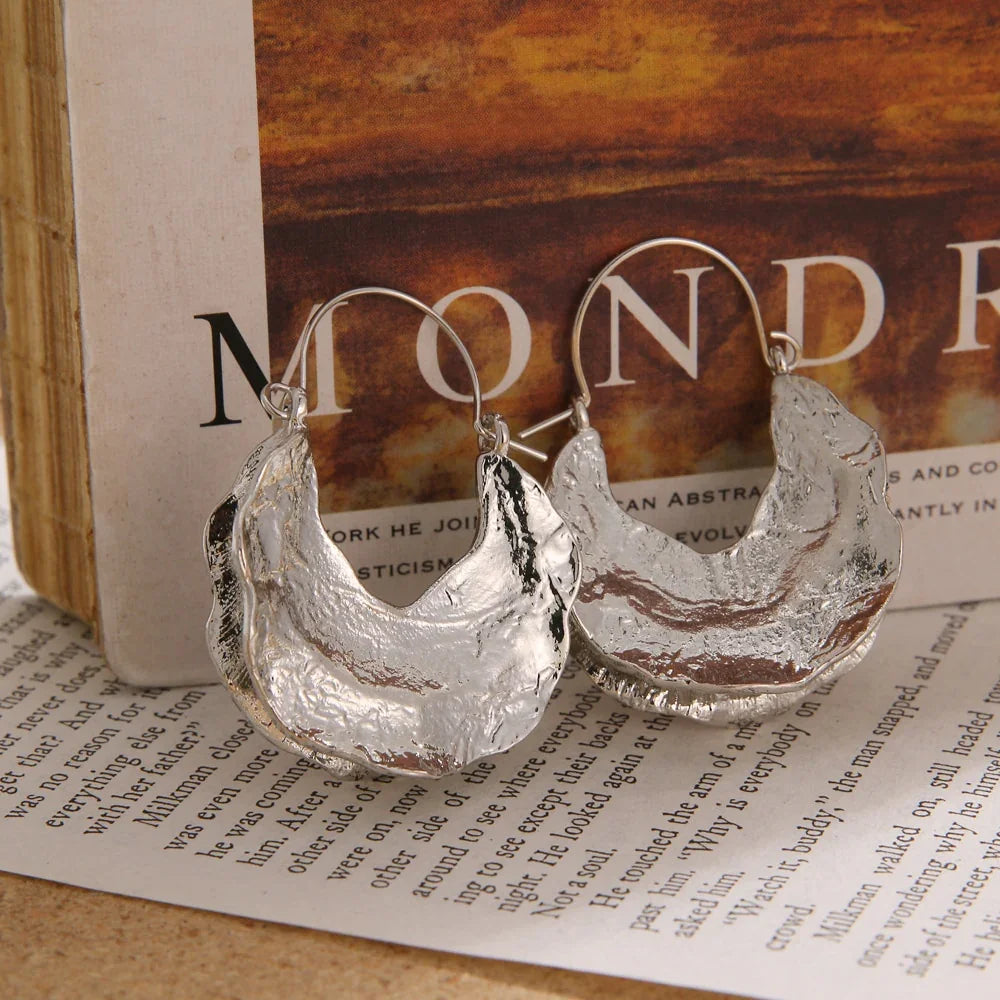 Vintage Metal Flower Statement Earrings