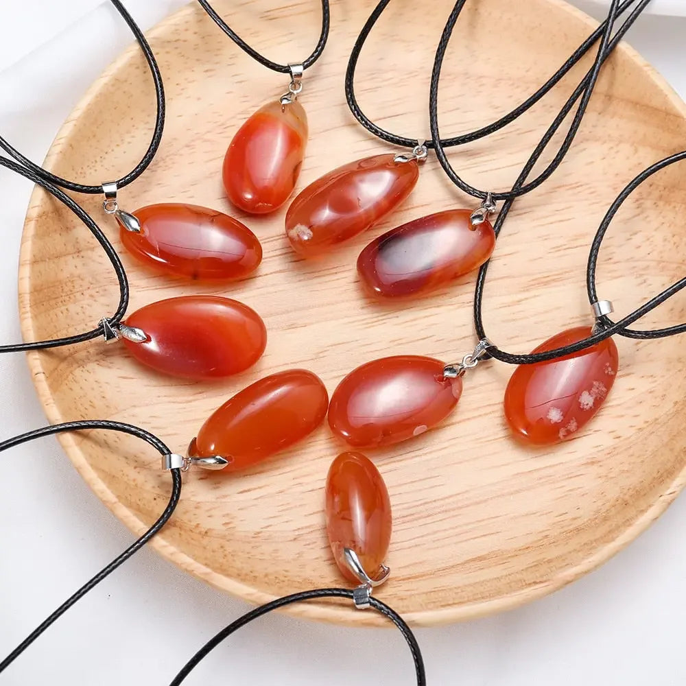 Carnelian Pendant On Leather Necklace