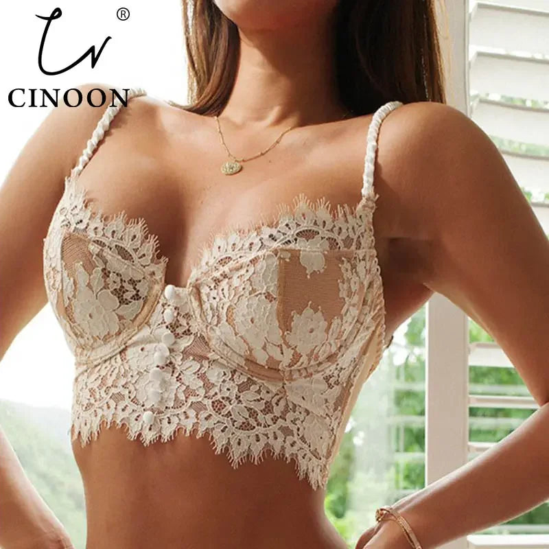 French Lace Flower Embroidery Bralette