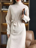 Cashmere long-sleeved knit sweater dress