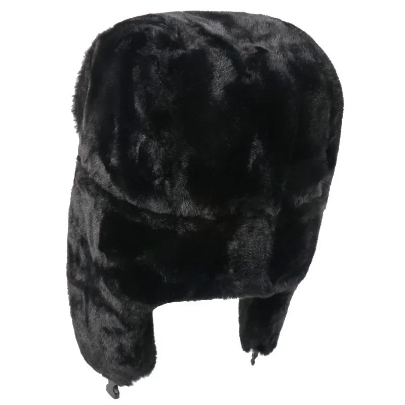 CAMOLAND Women Winter Hats Warm Faux Fur Bomber Hat For Men Soviet Army Military Badge Caps Male Thermal Earflap Cap Russia Hat
