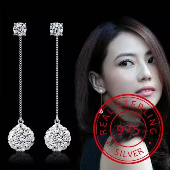 925 Sterling Silver Long Drop Earrings