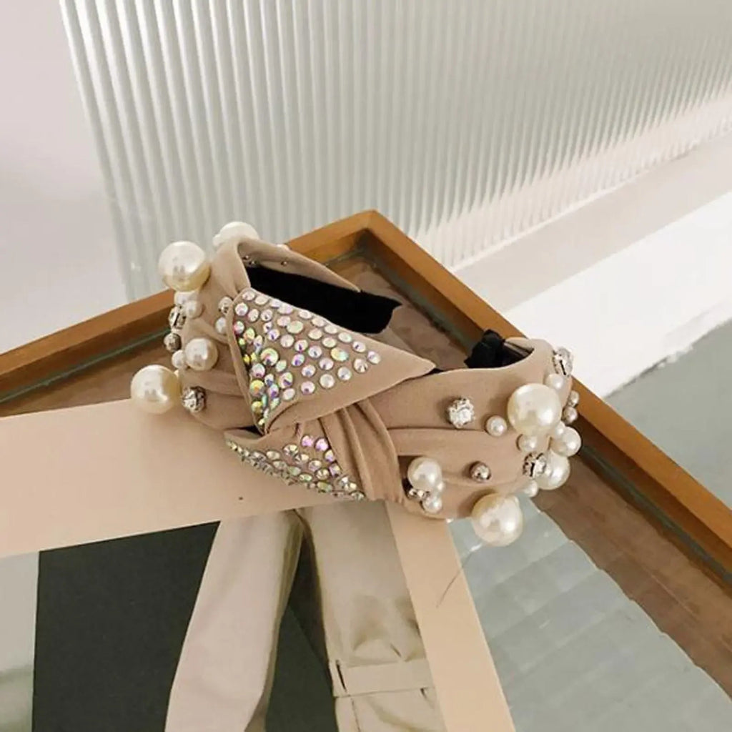 Mixed Pearl Baroque Center Knot Hairband