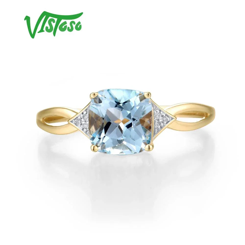 LUX 14K 585 Gold Blue Topaz Ring