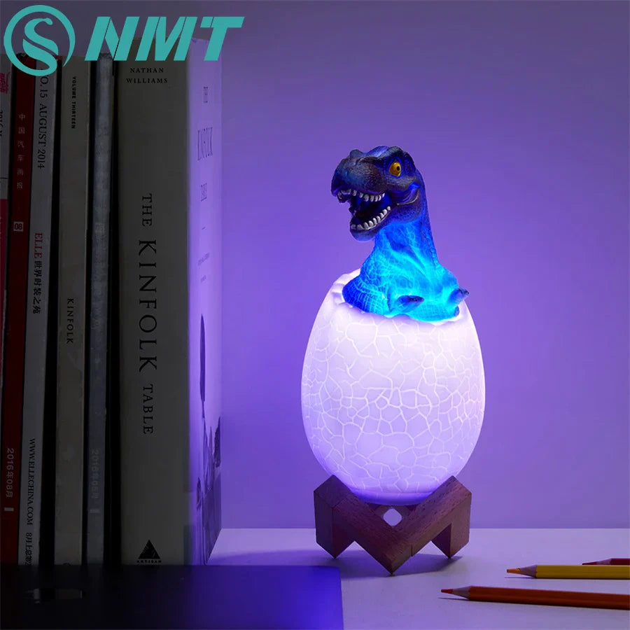 3D Printed Touch Sensor LED Night Light 16 Colors Dinosaur Egg Bedside Lamp Remote Control 4 Modes Toy Rechargeable Table Lamp