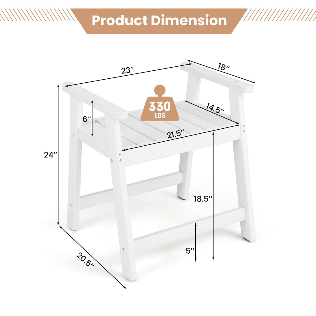 Heavy Duty Shower Bench with Arms for Inside Shower Shaving Legs-White