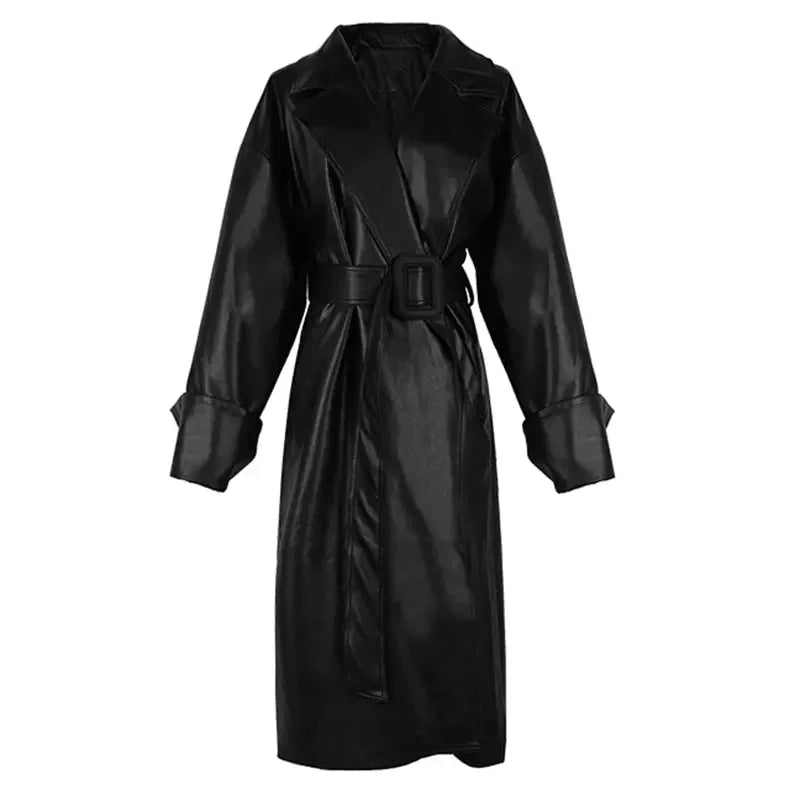Chic Fall Long Sleeve Leather Jacket
