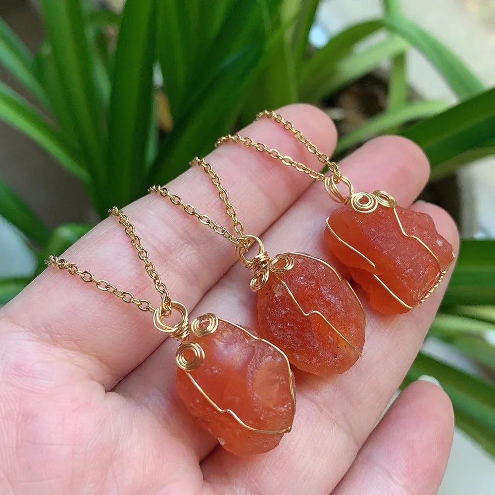 Carnelian Crystal Necklace Women