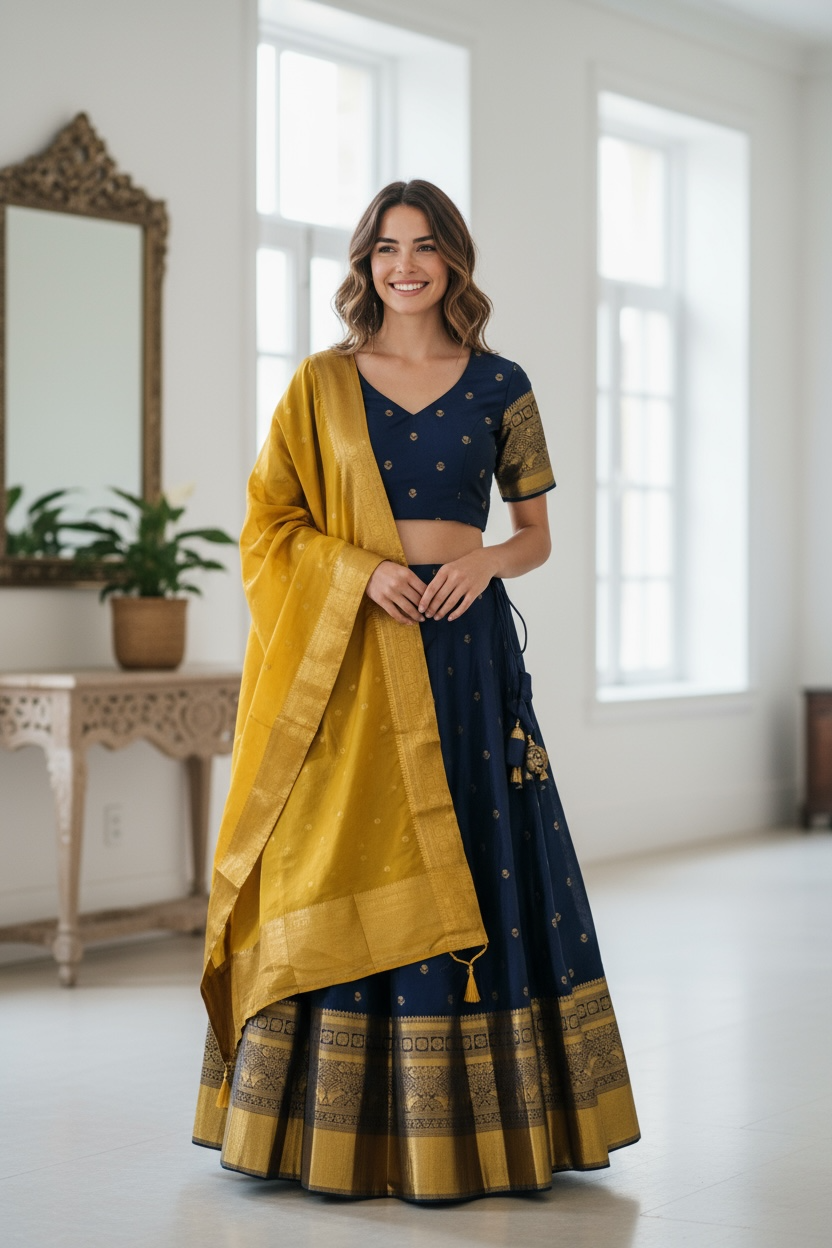 Pure Silk Lehenga Choli Set - Premium Bridal Wear