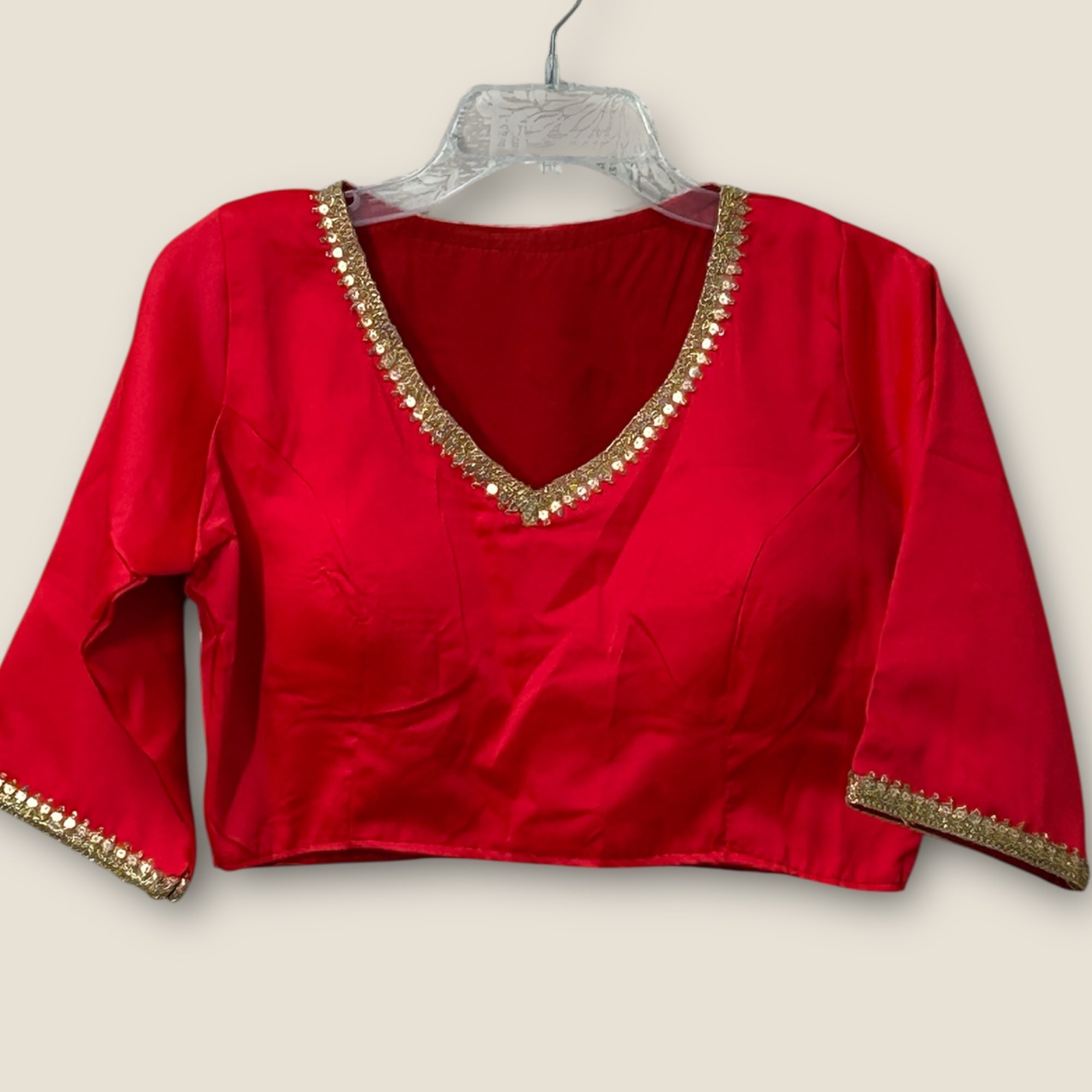 Plain red satin silk blouse
