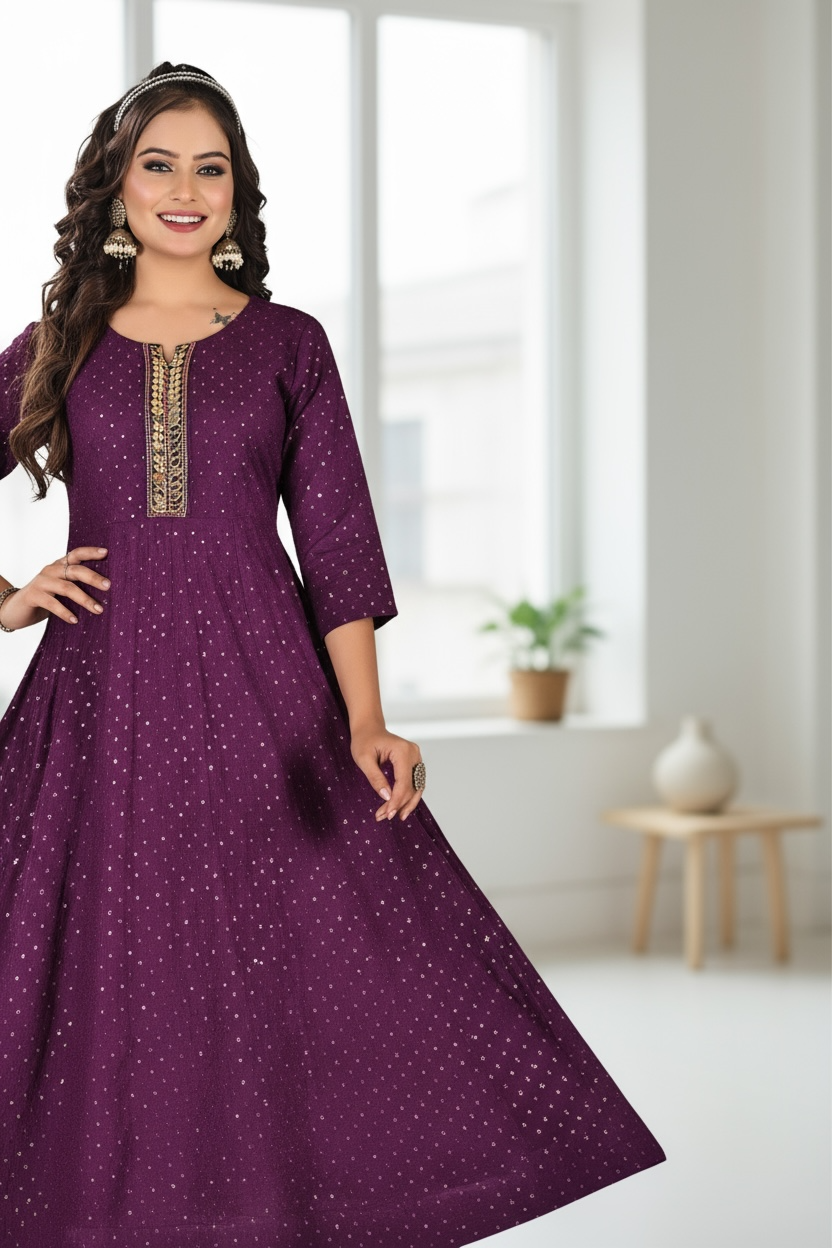 Rayon cotton long kurti
