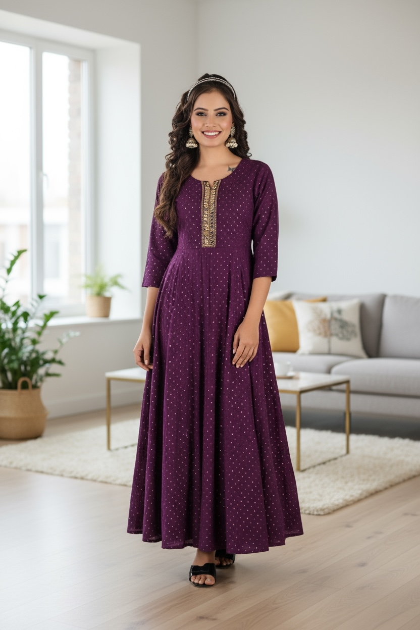 Rayon cotton long kurti