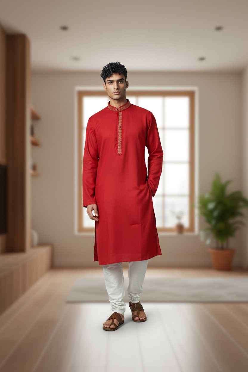 Red kurta set