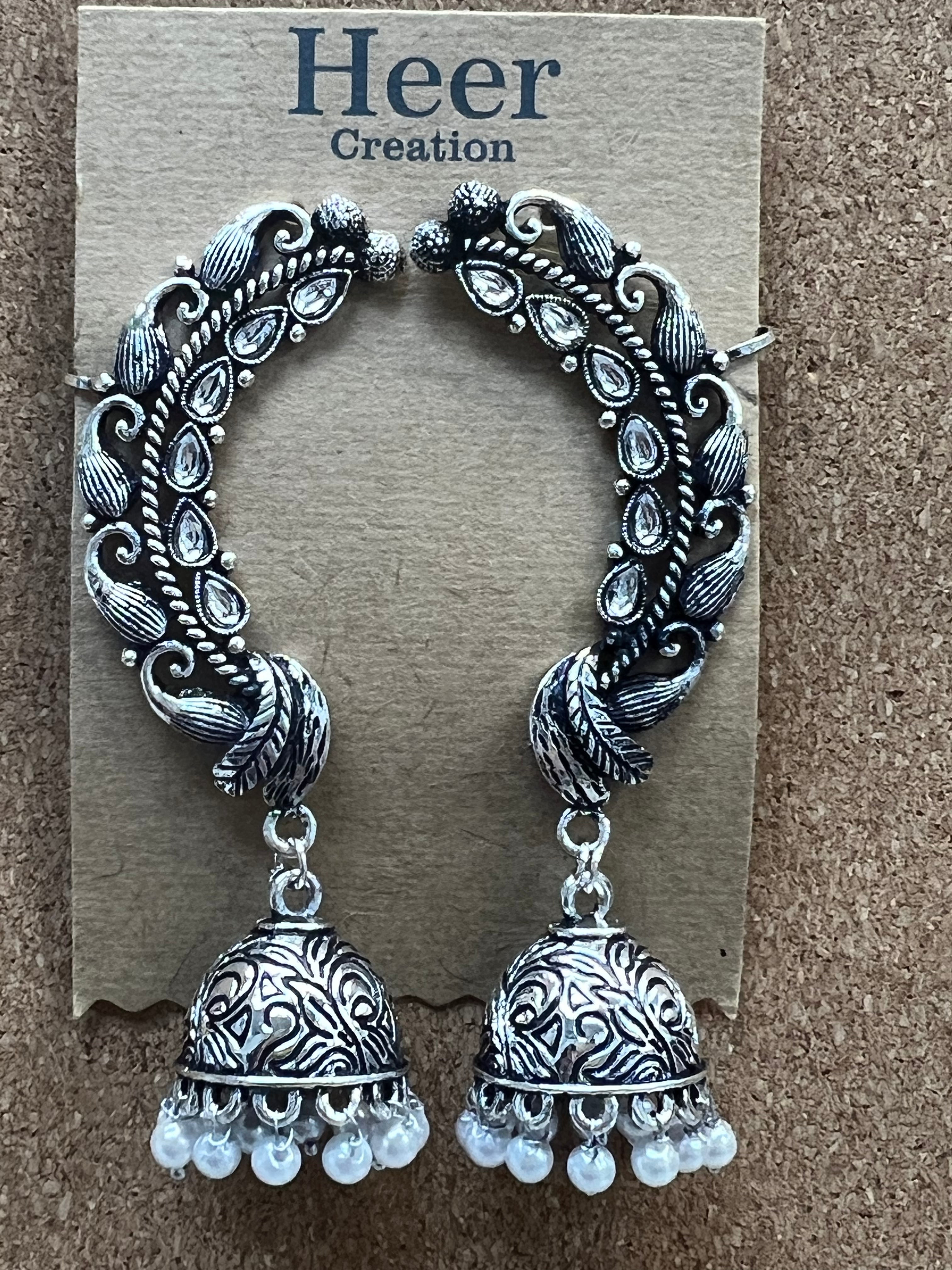 Oxidized jhumki earrings