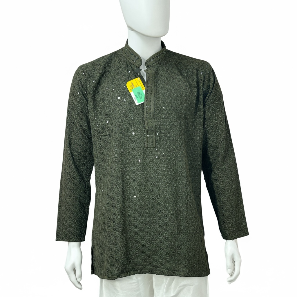 Dark green short kurta