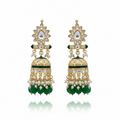 Green jhumki : Kundan Meenakari