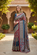Ajrakh saree on modal silk