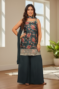 Crape silk sharara suit