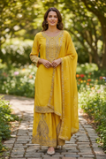 Chiffon silk sharara set