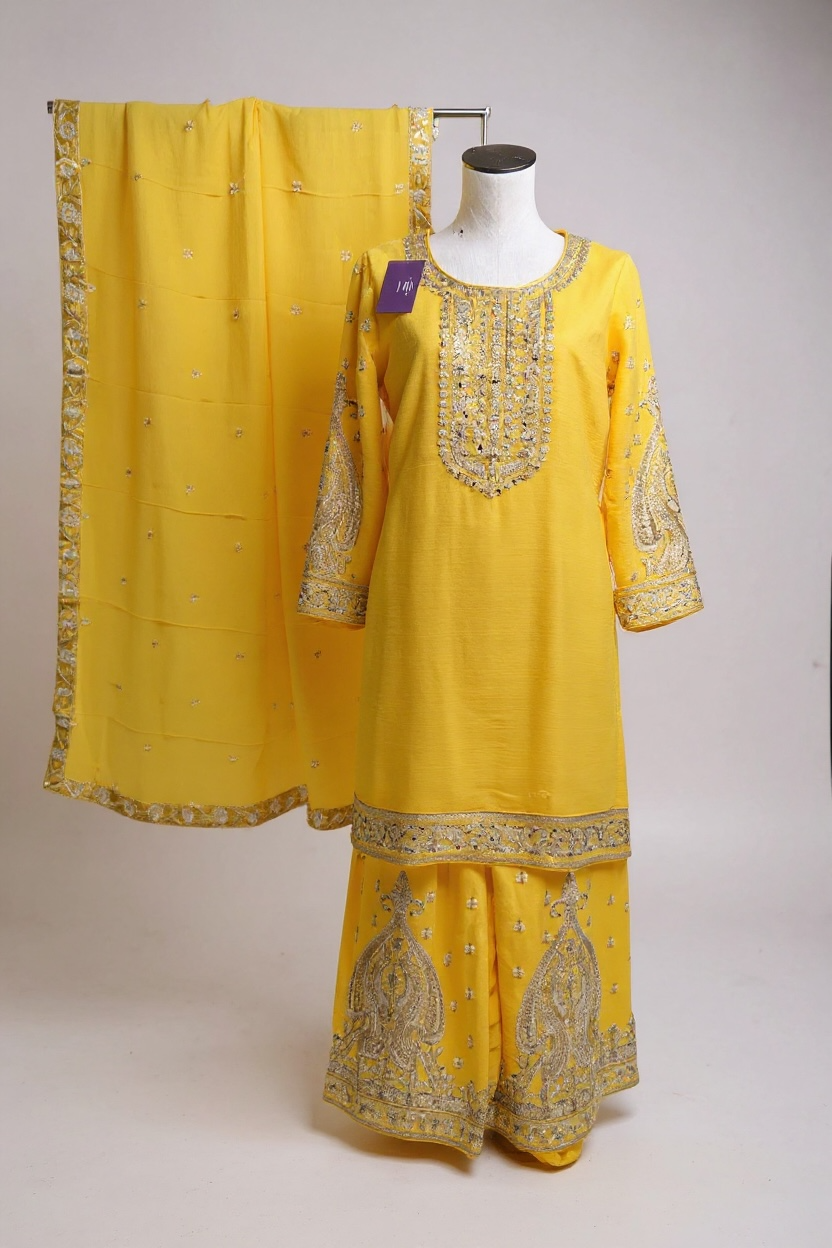 Chiffon silk sharara set