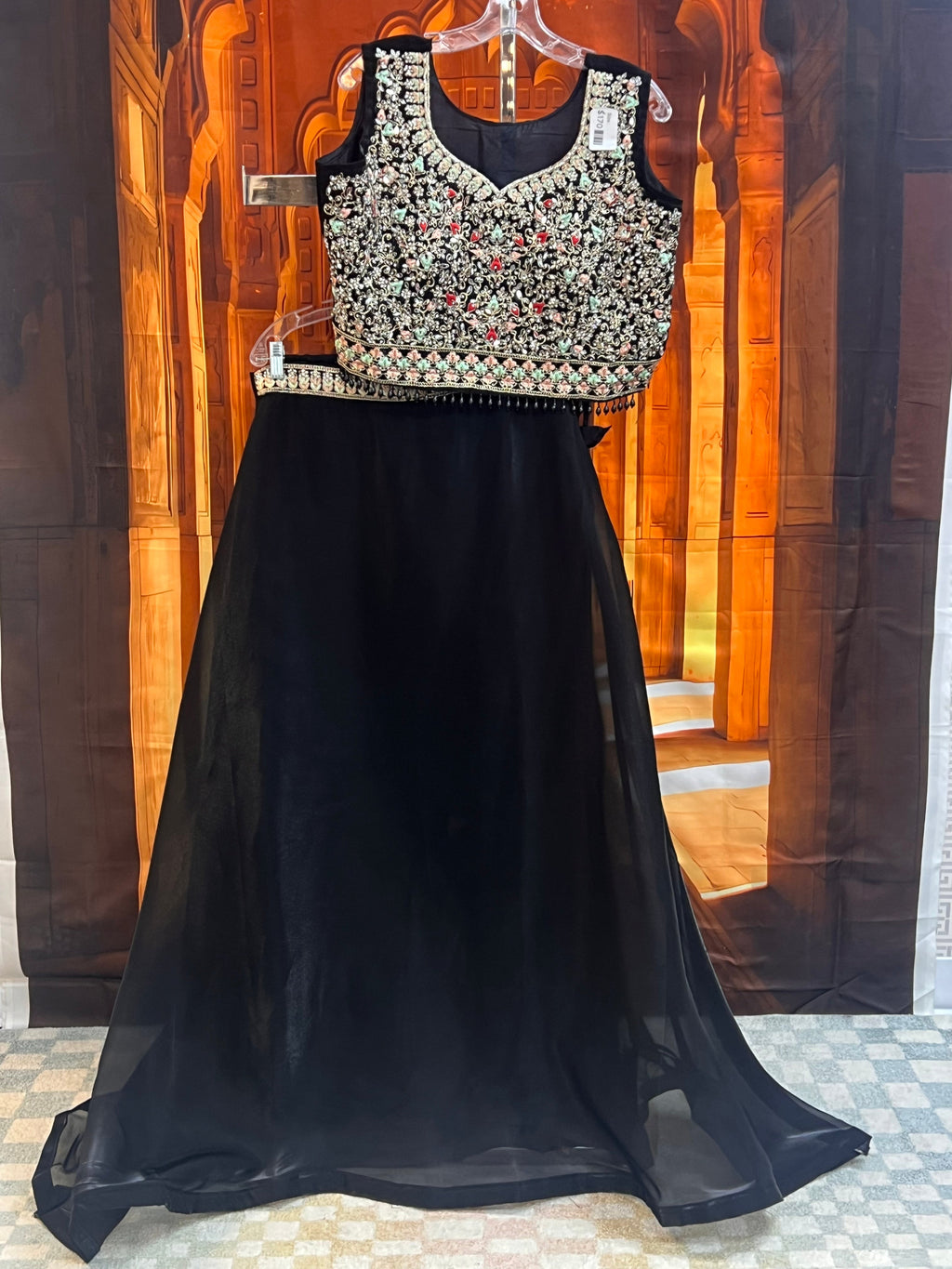 Black tissue Lehenga set