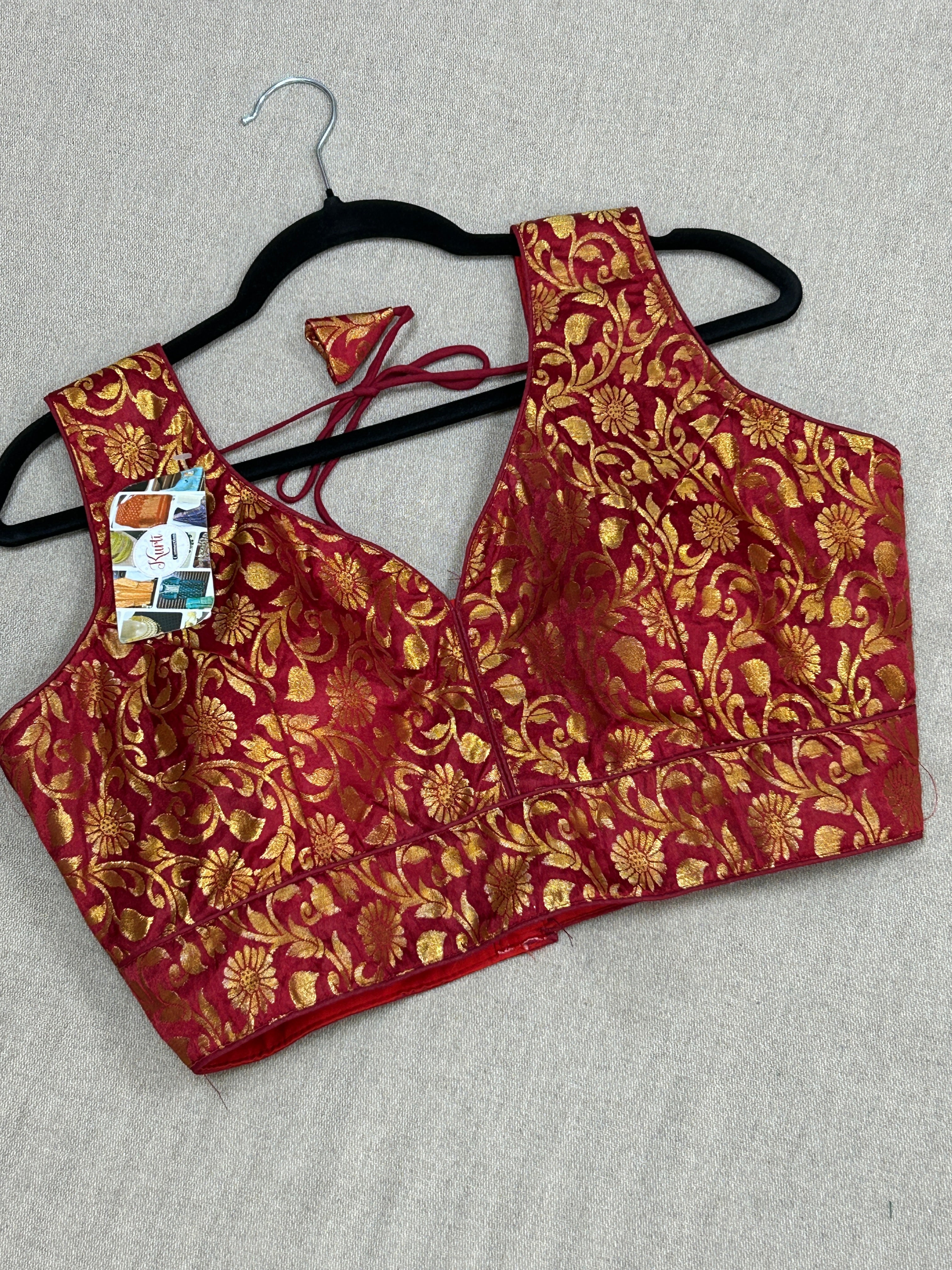Maroon brocade blouse