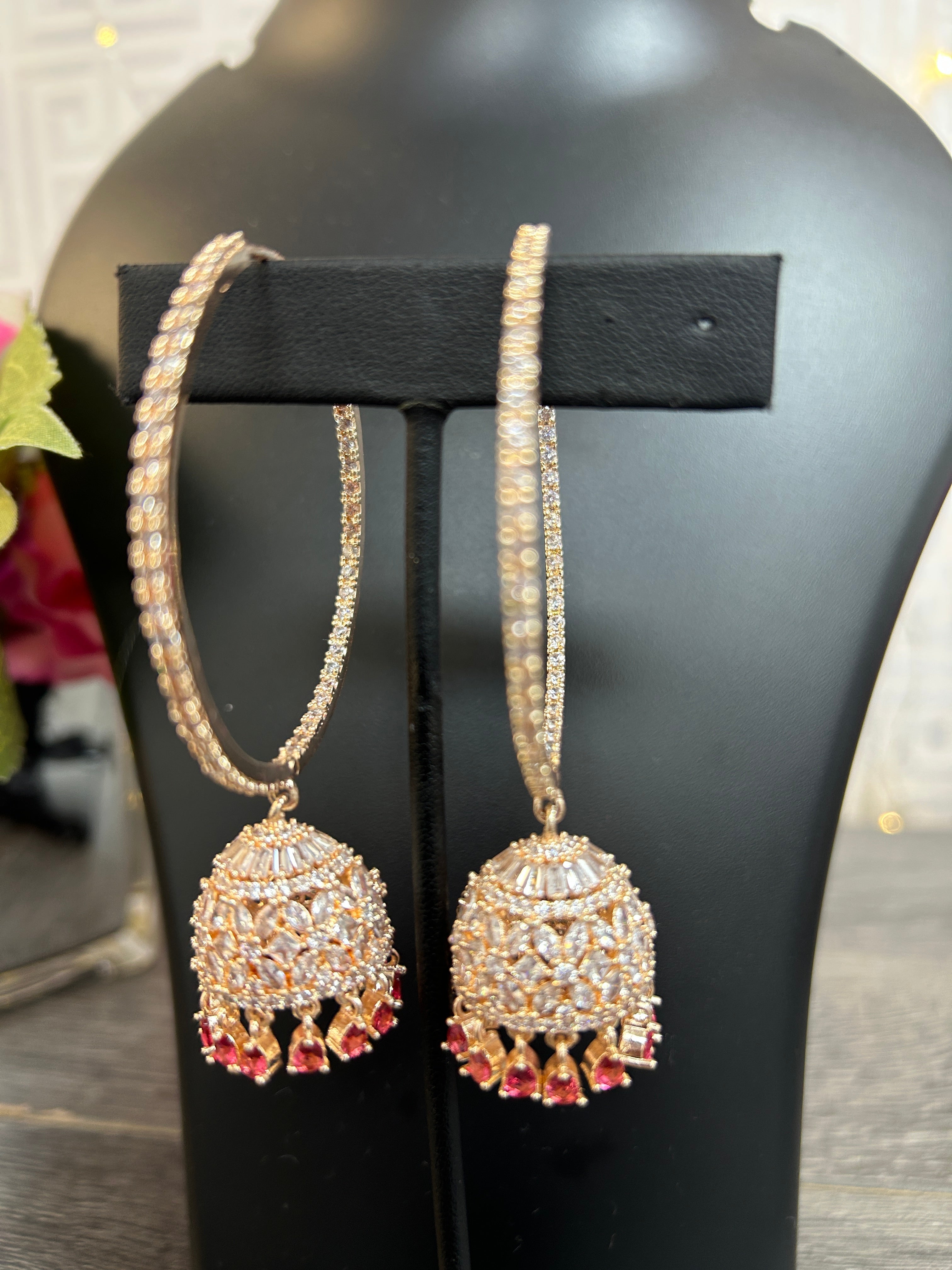 Chandbali earrings : rose gold