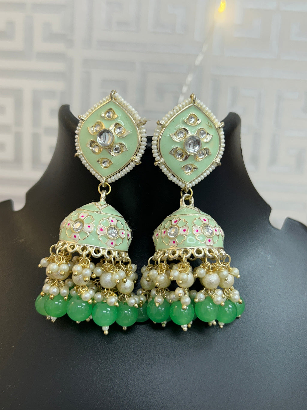 Light green long jhumki