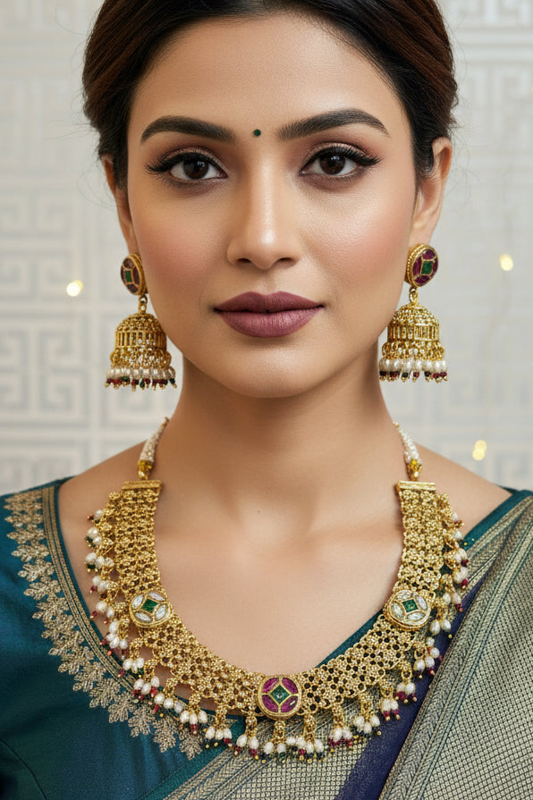 Gold polished necklace set