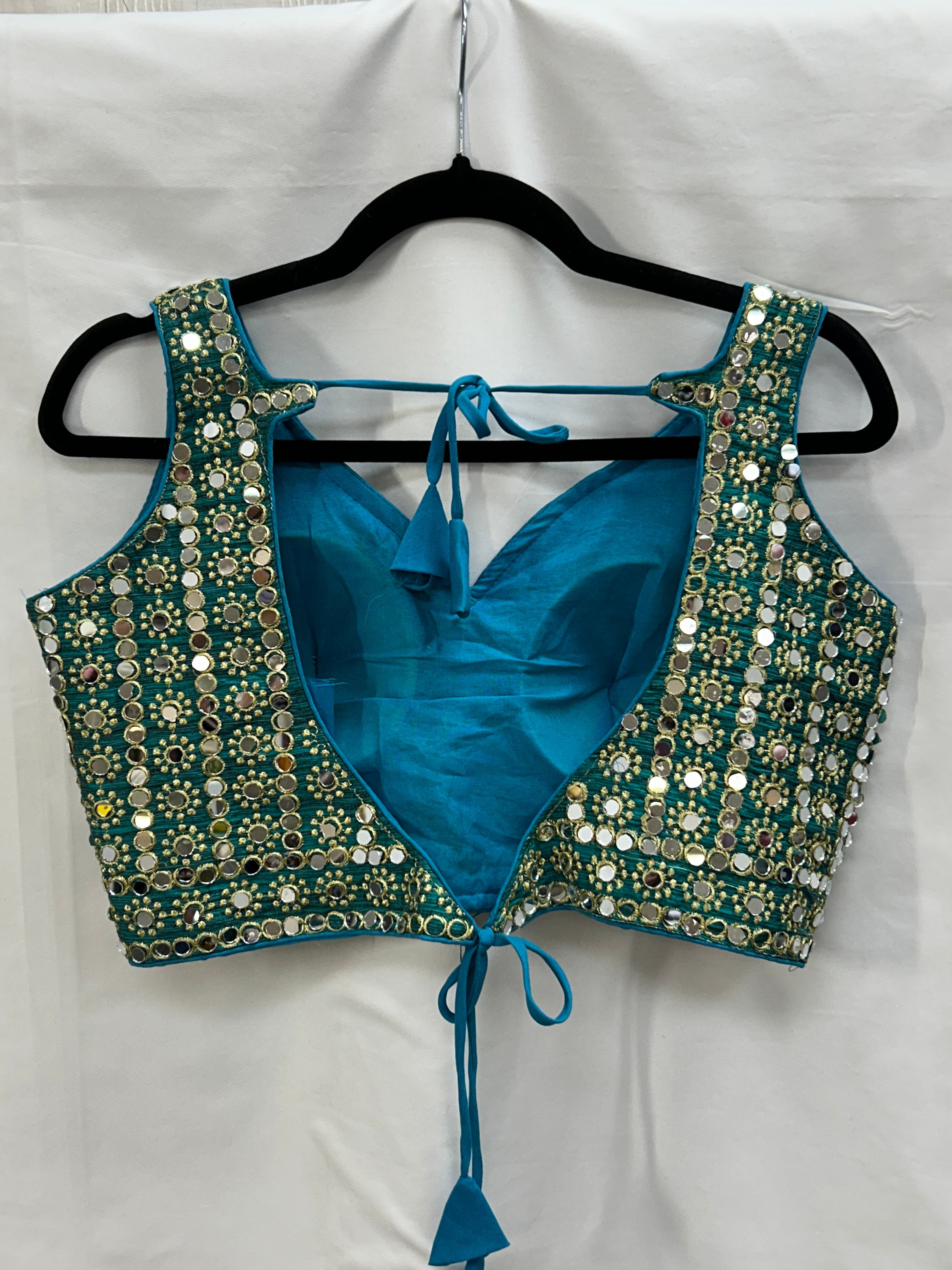 Teal blue mirror blouse