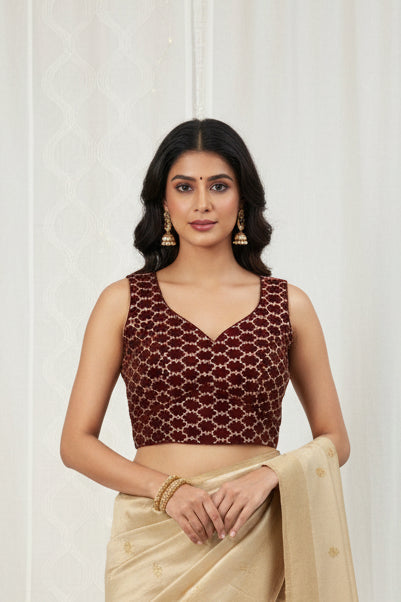 2173 Maroon velvet blouse | readymade blouse for saree