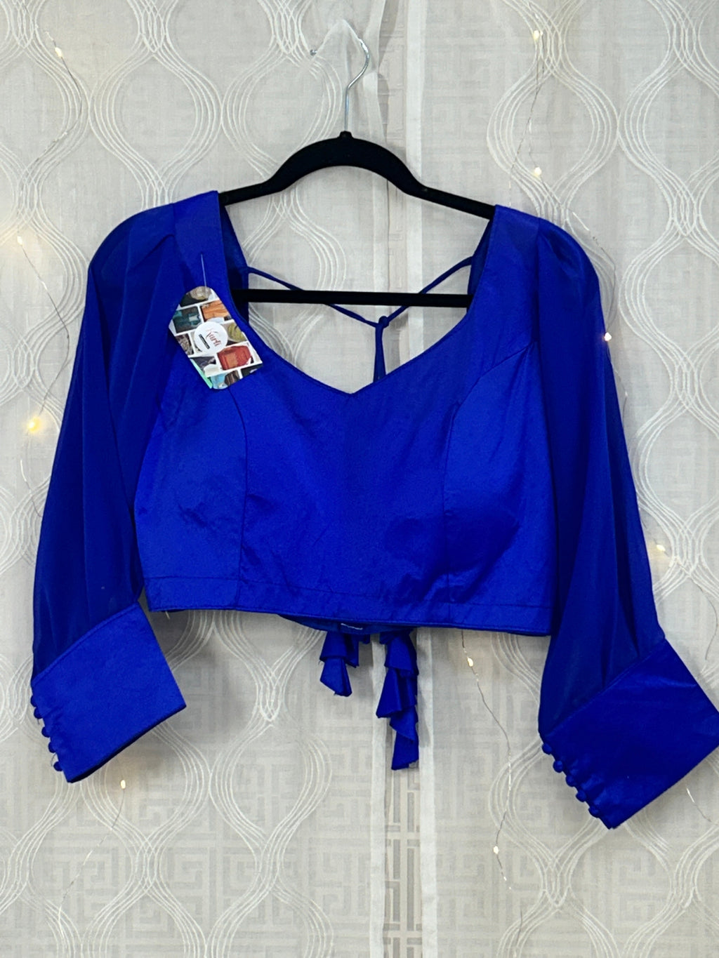 Royal blue silk blouse
