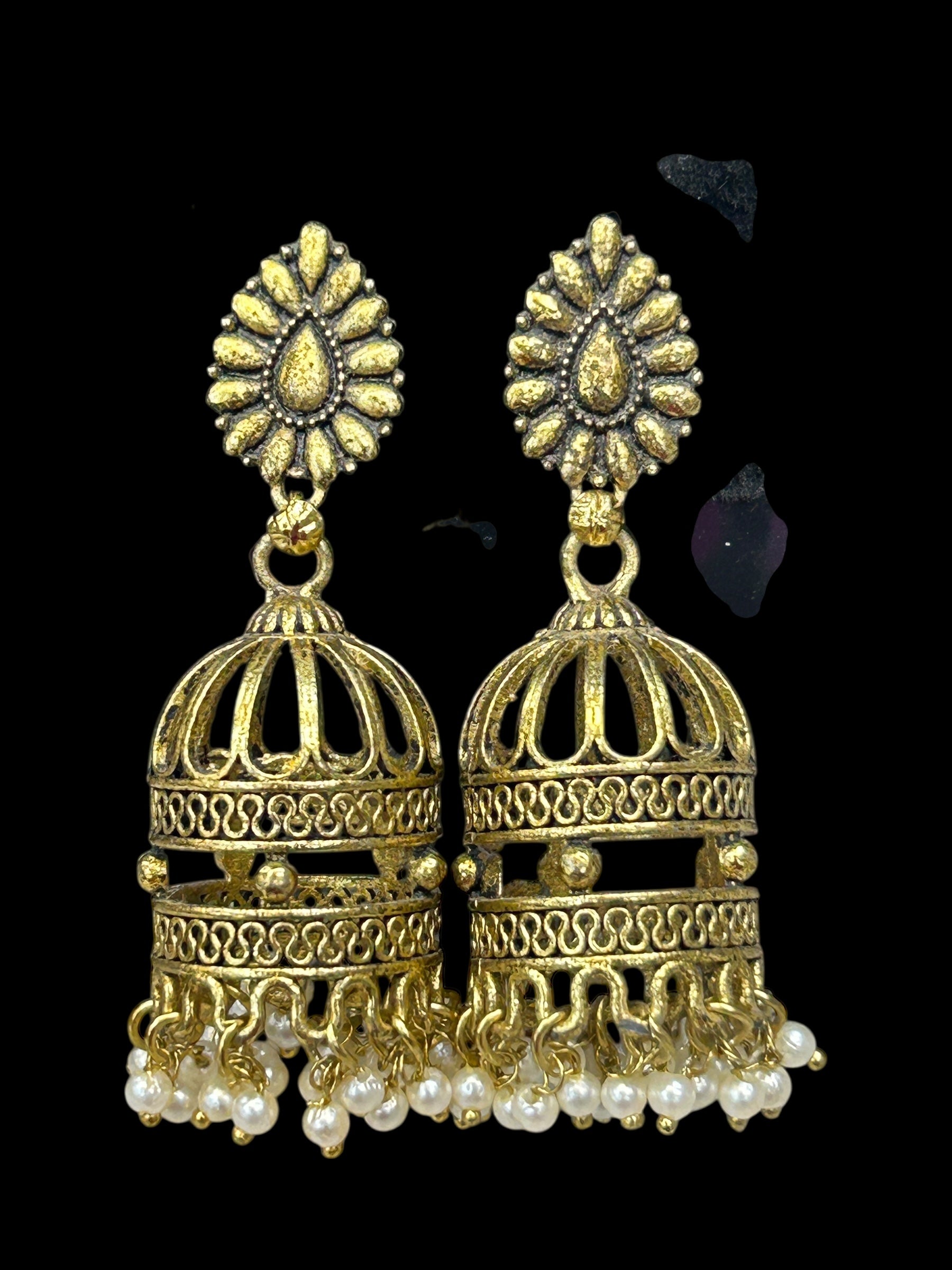 Matt antique gold finish earrings