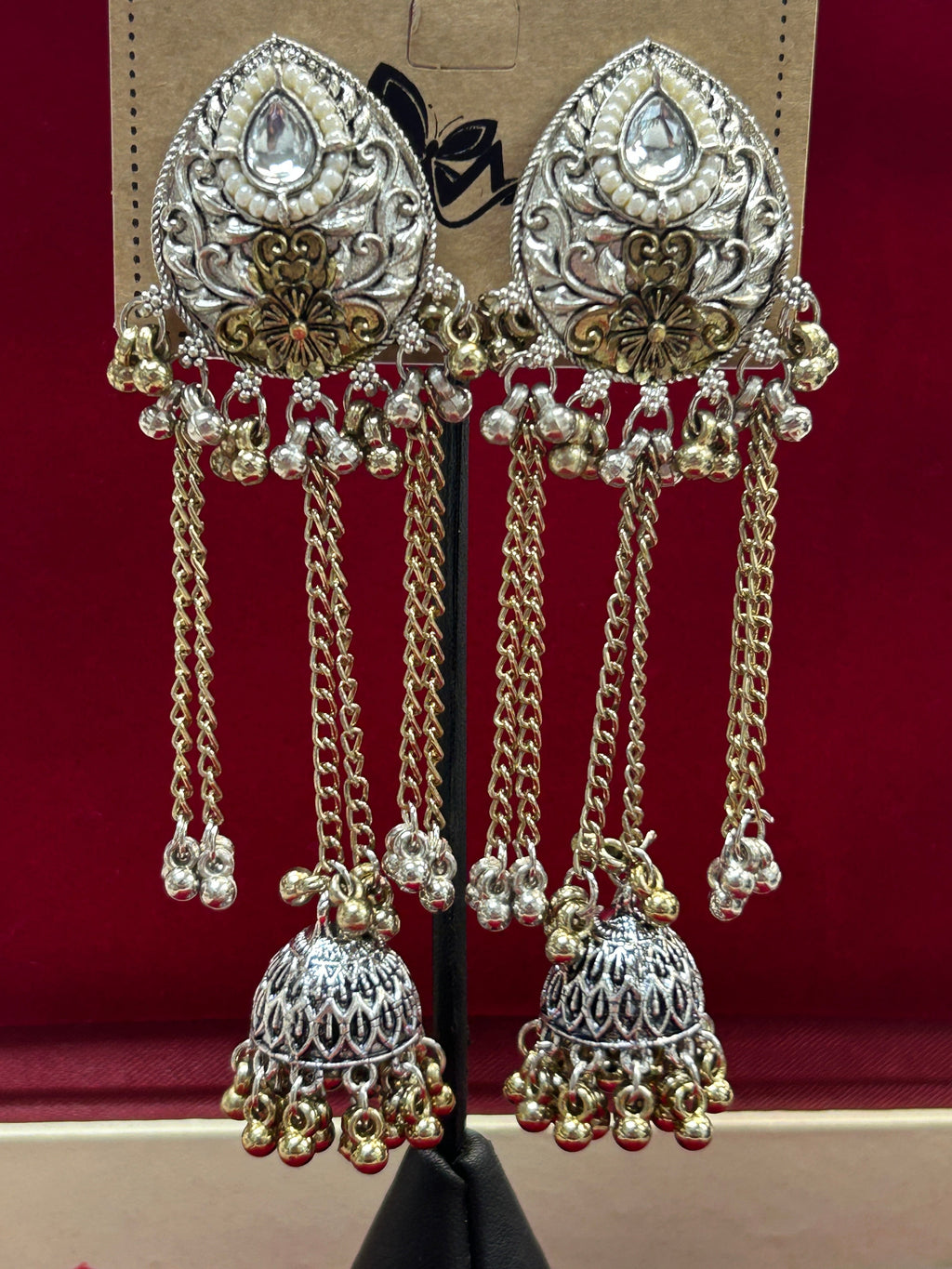 Dual tone Kashmiri earrings