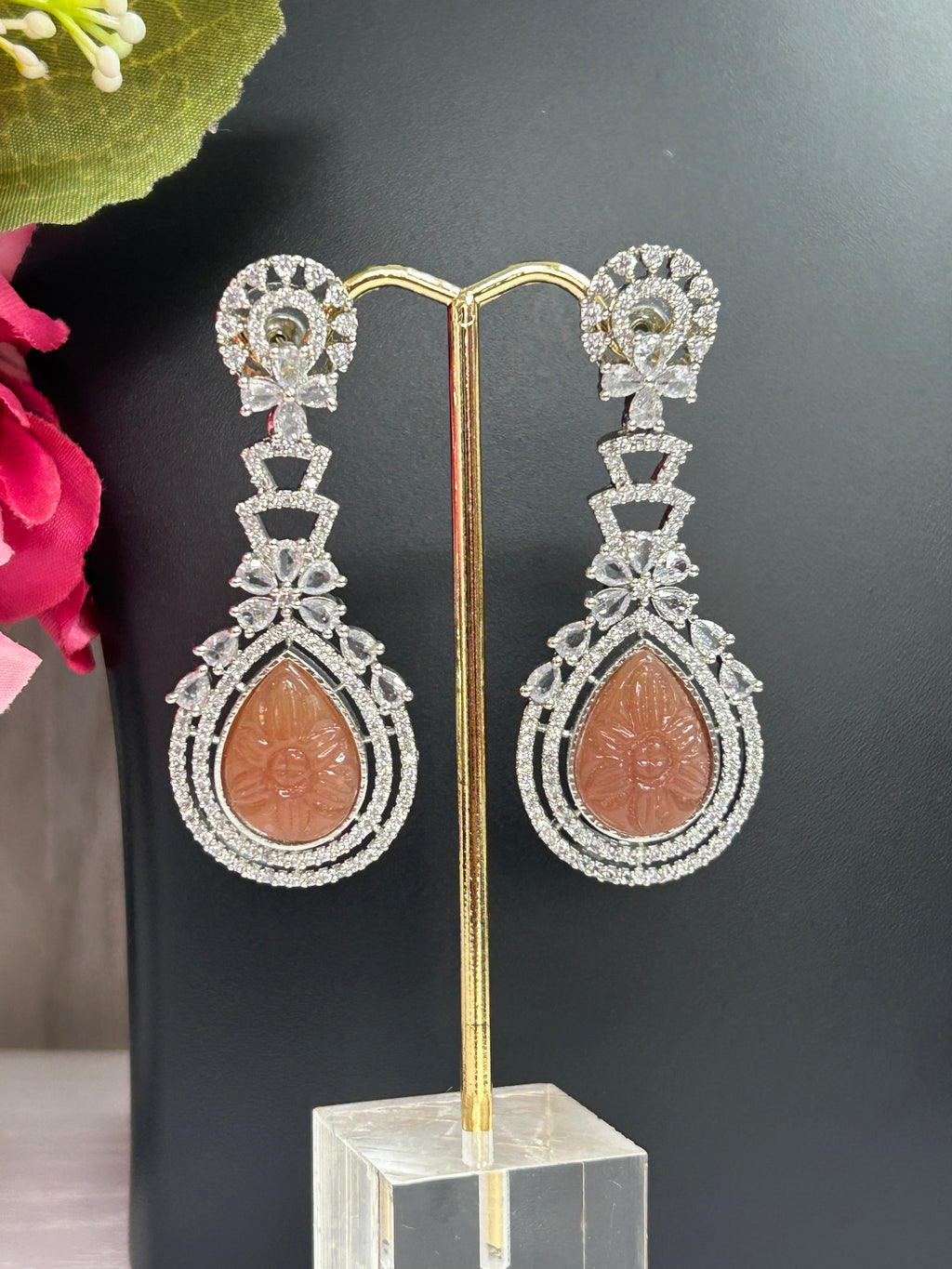 CZ earrings | light brown