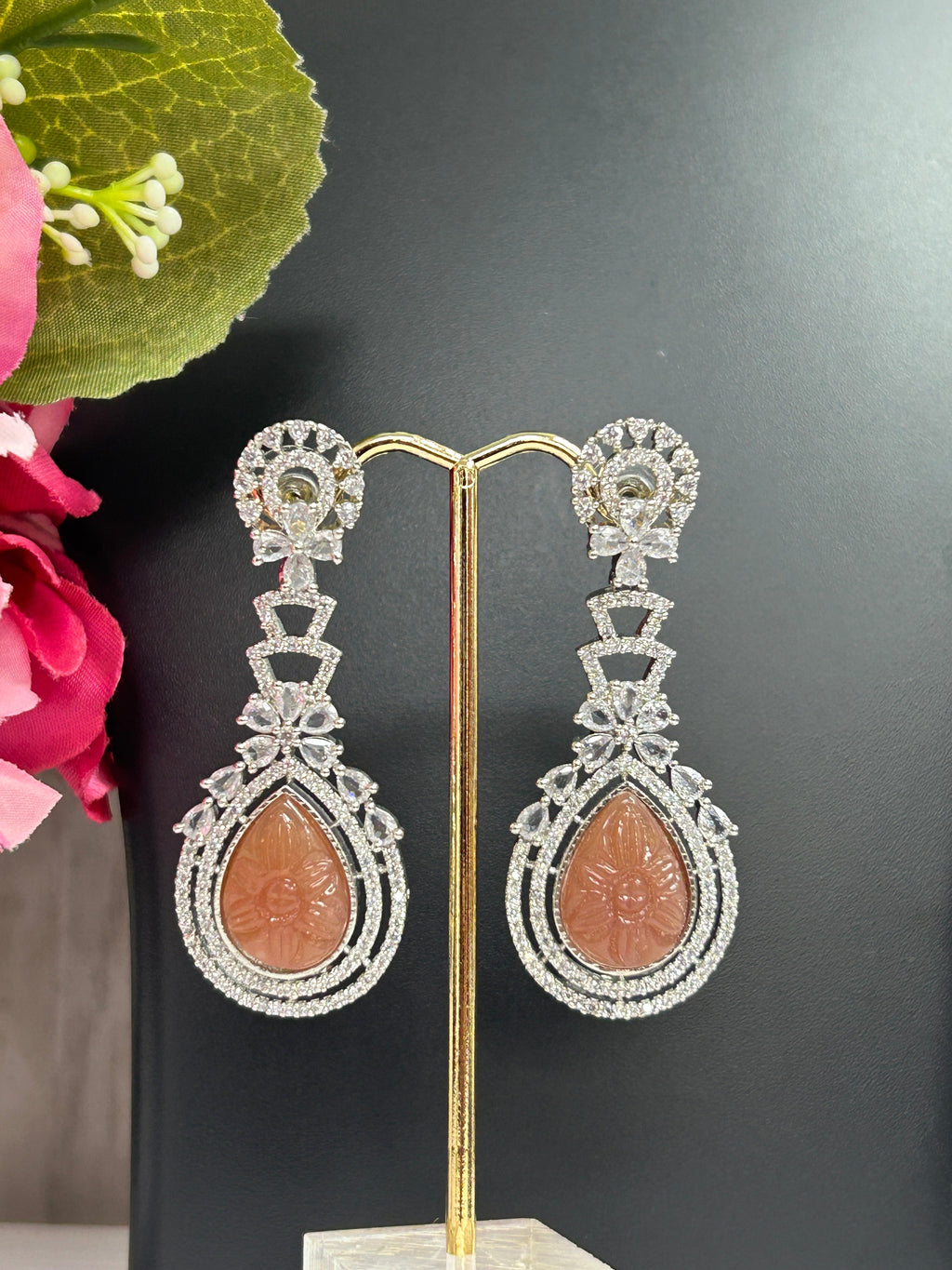 CZ earrings | light brown