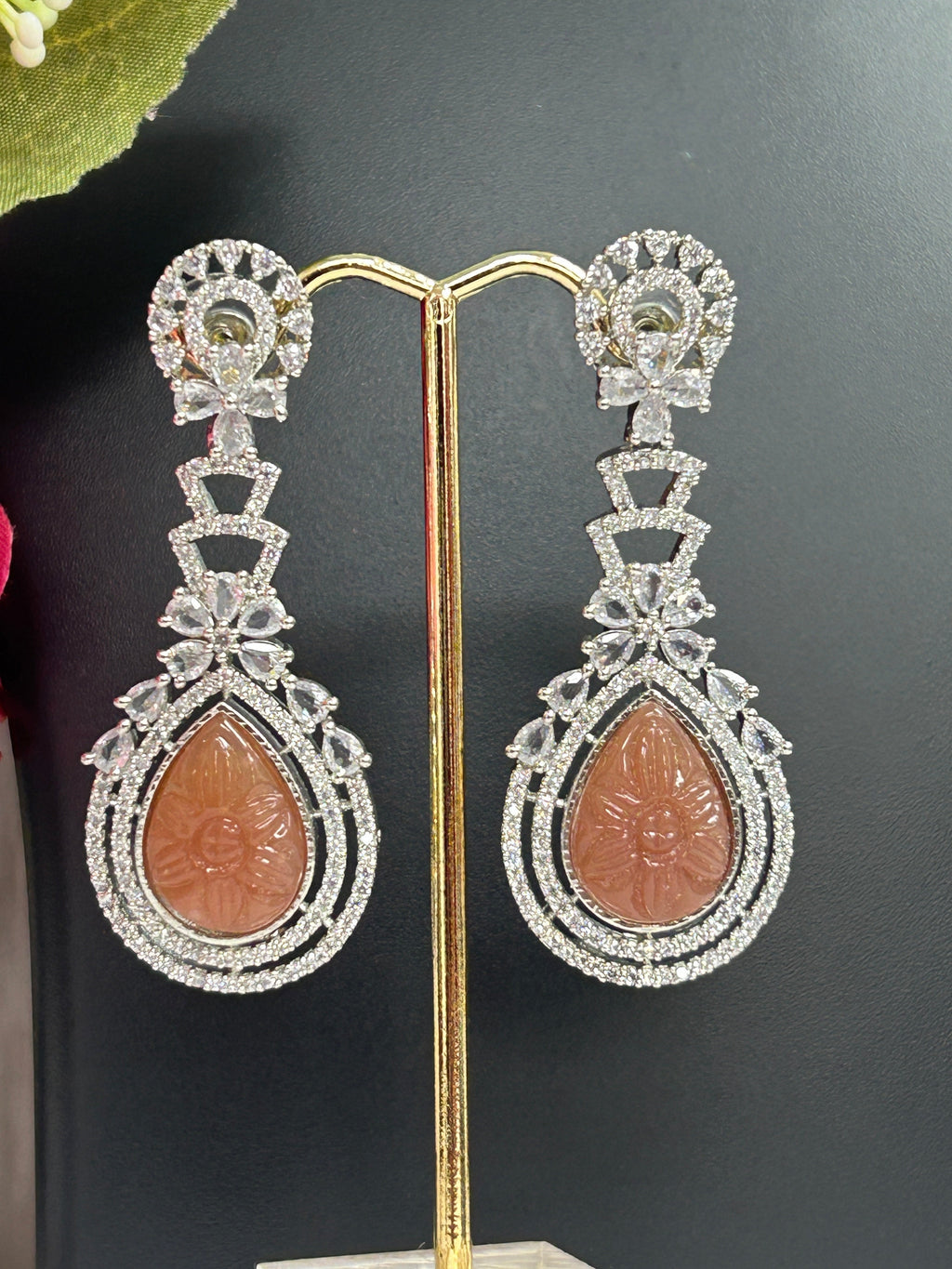 CZ earrings | light brown