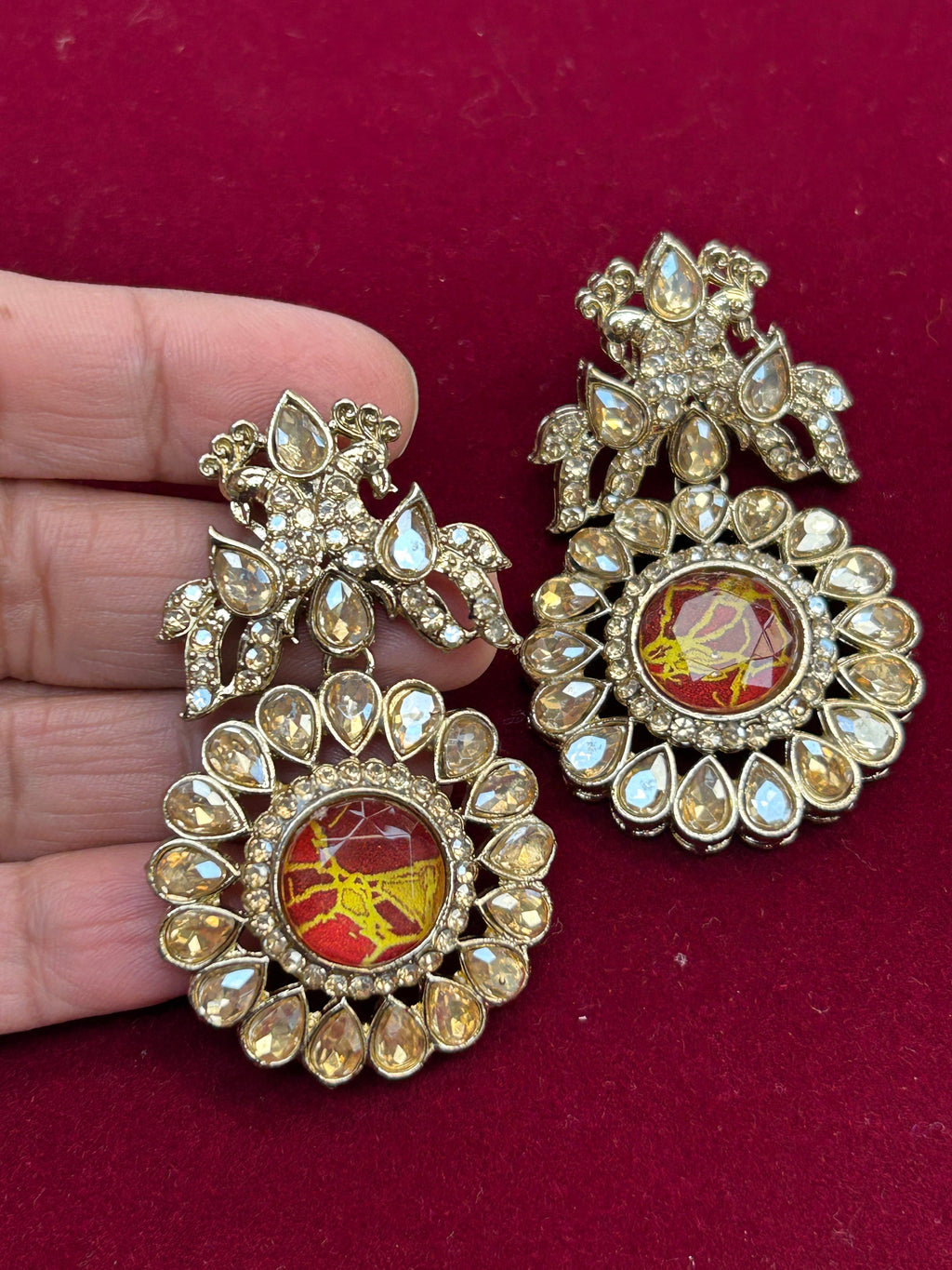 Firestone earrings | Kundan earrings