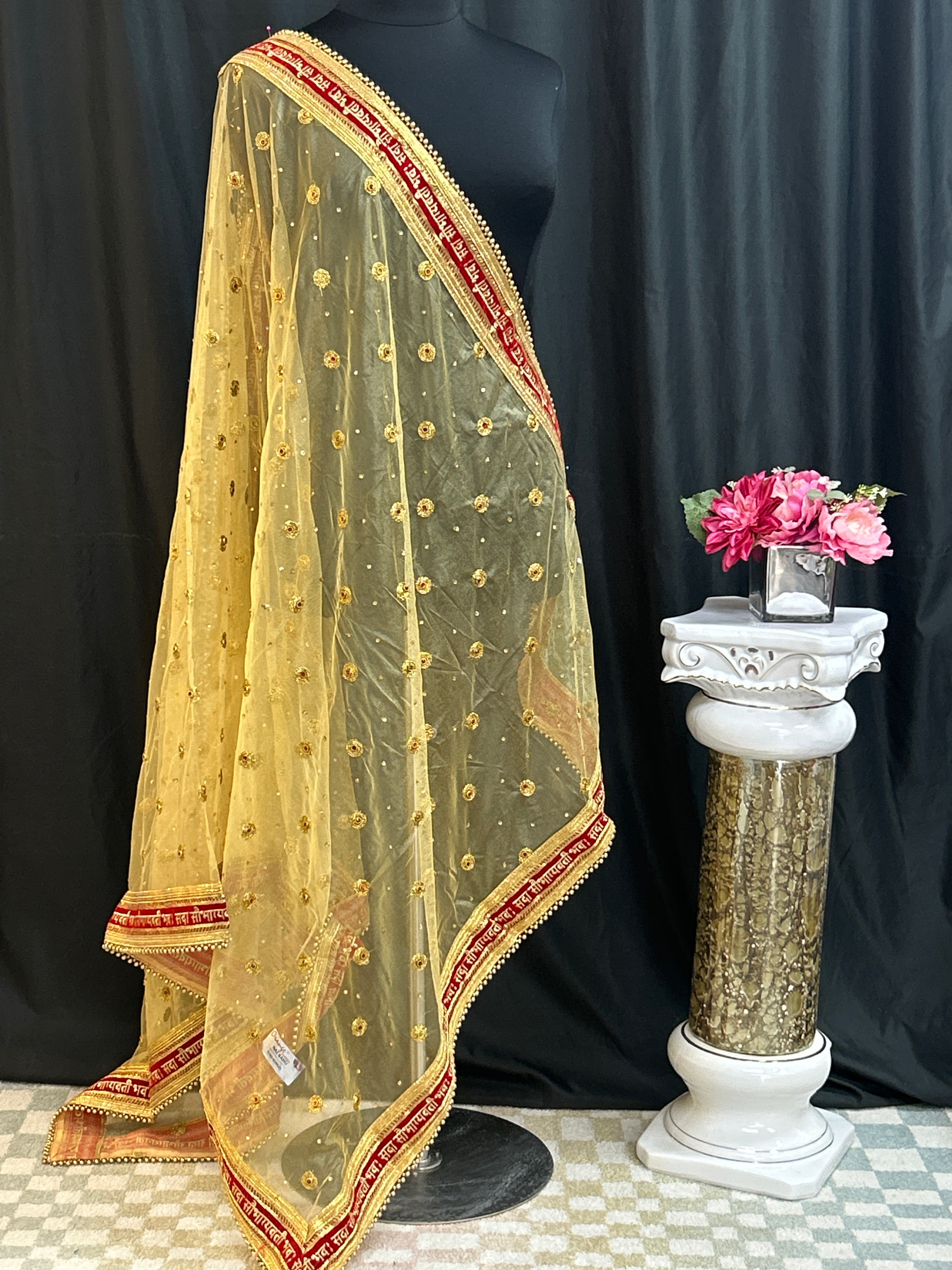 Bridal dupatta | golden dupatta for bridal lehenga/ saree