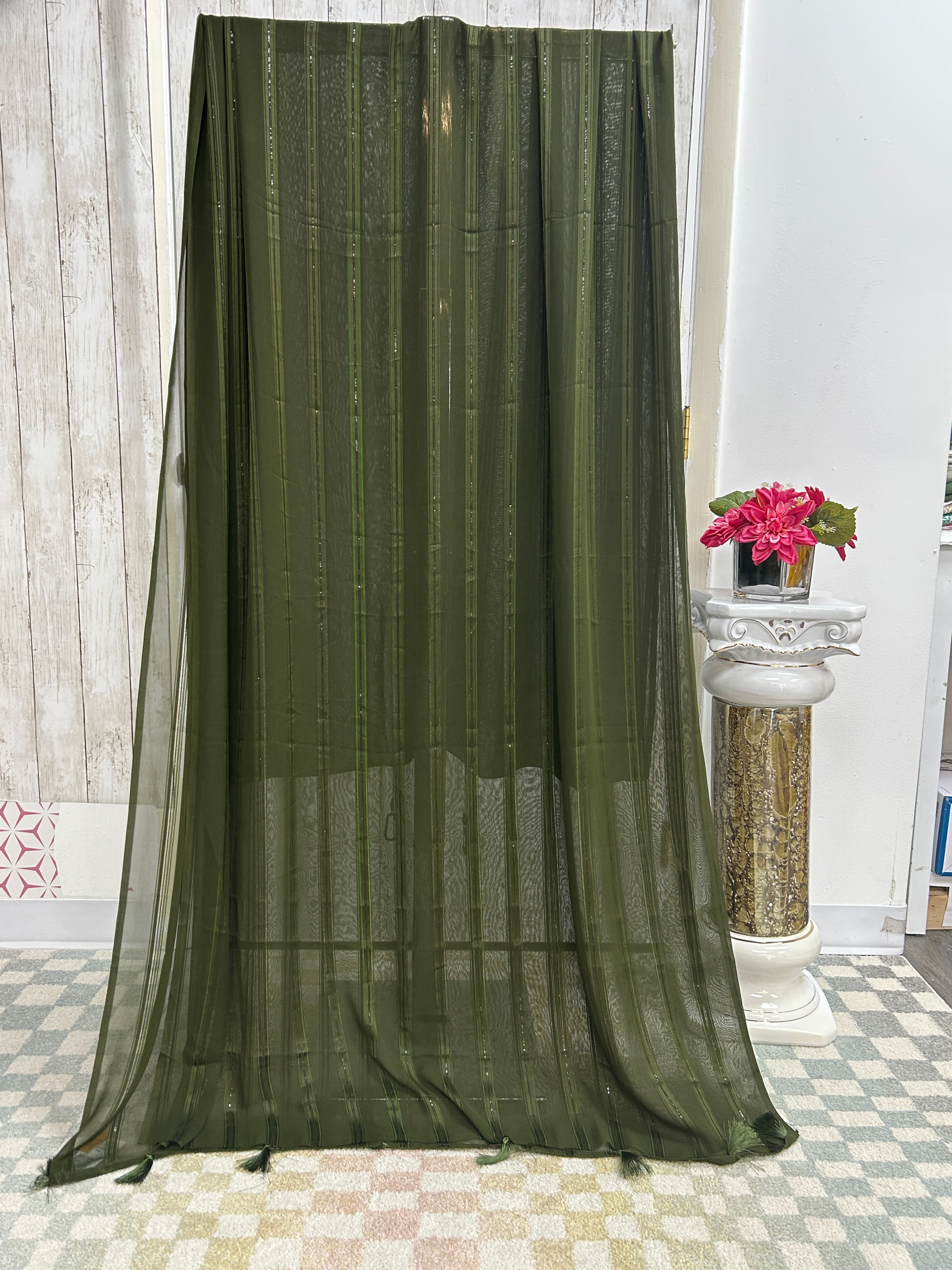 Plain georgette saree with light sequin work