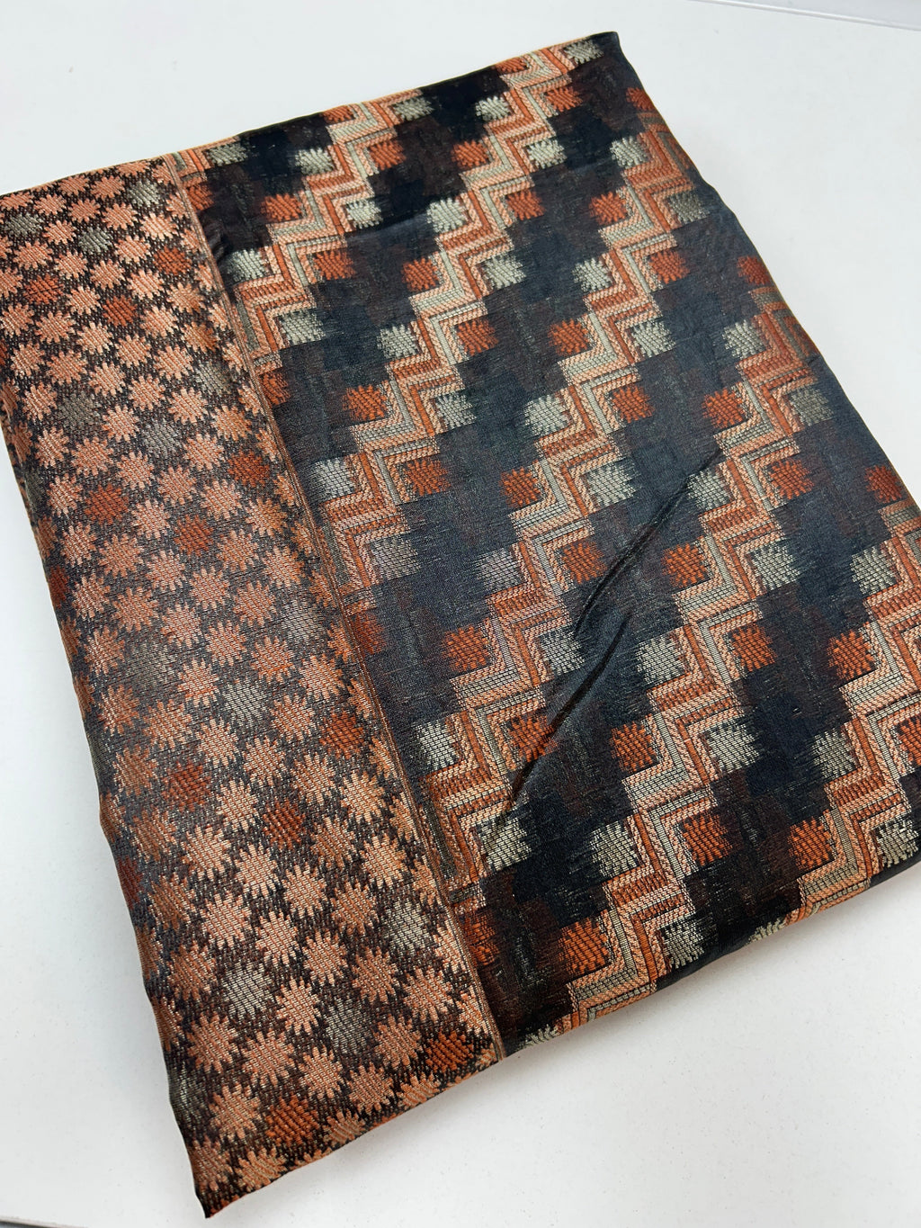 Copper jari saree