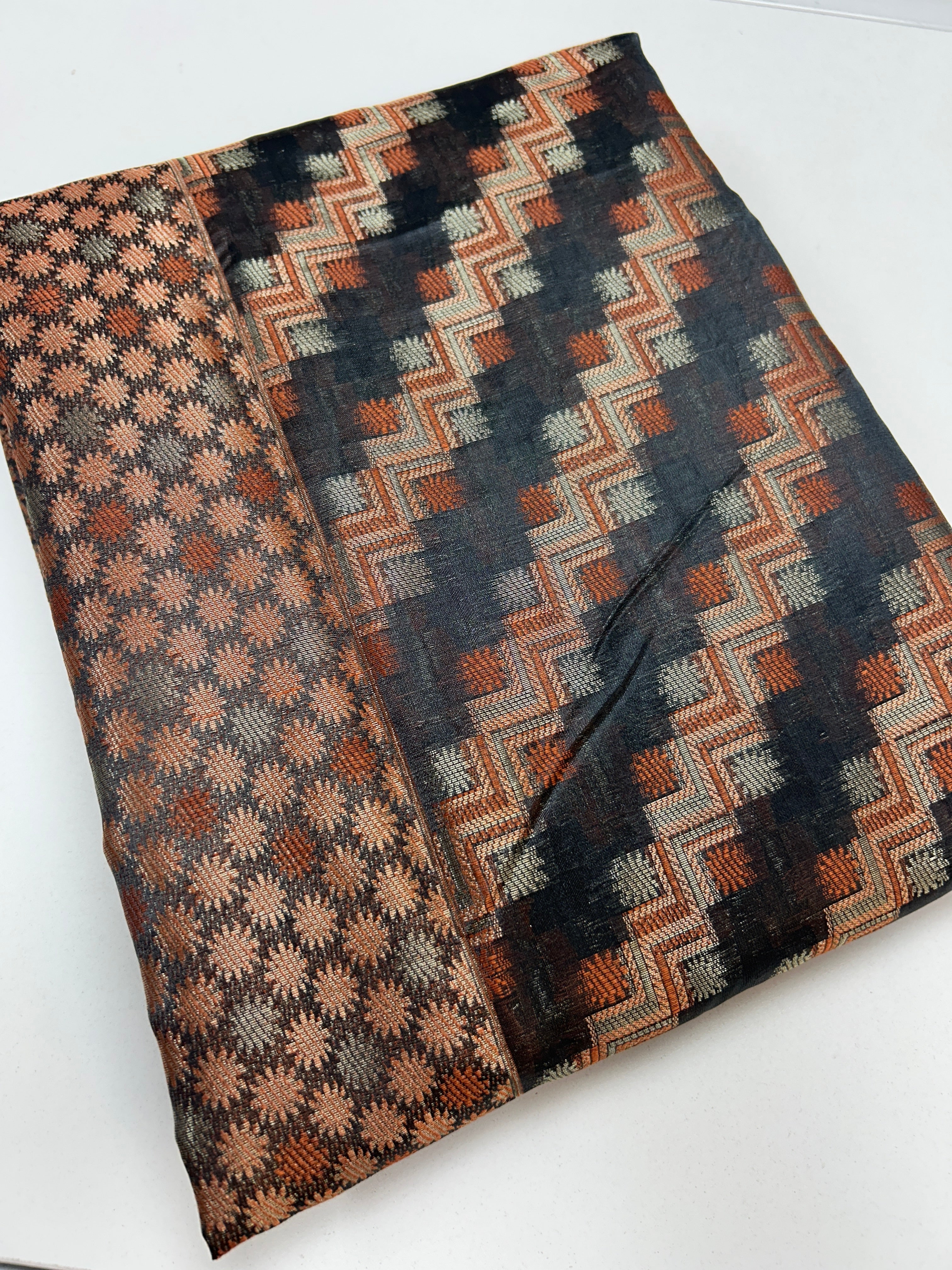 Copper jari saree