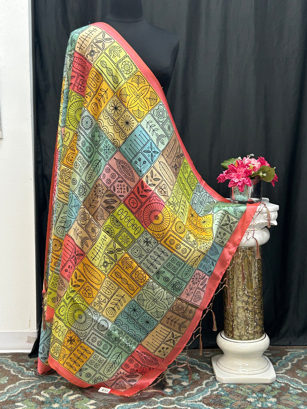 Multi color dupatta | tussar silk dupatta