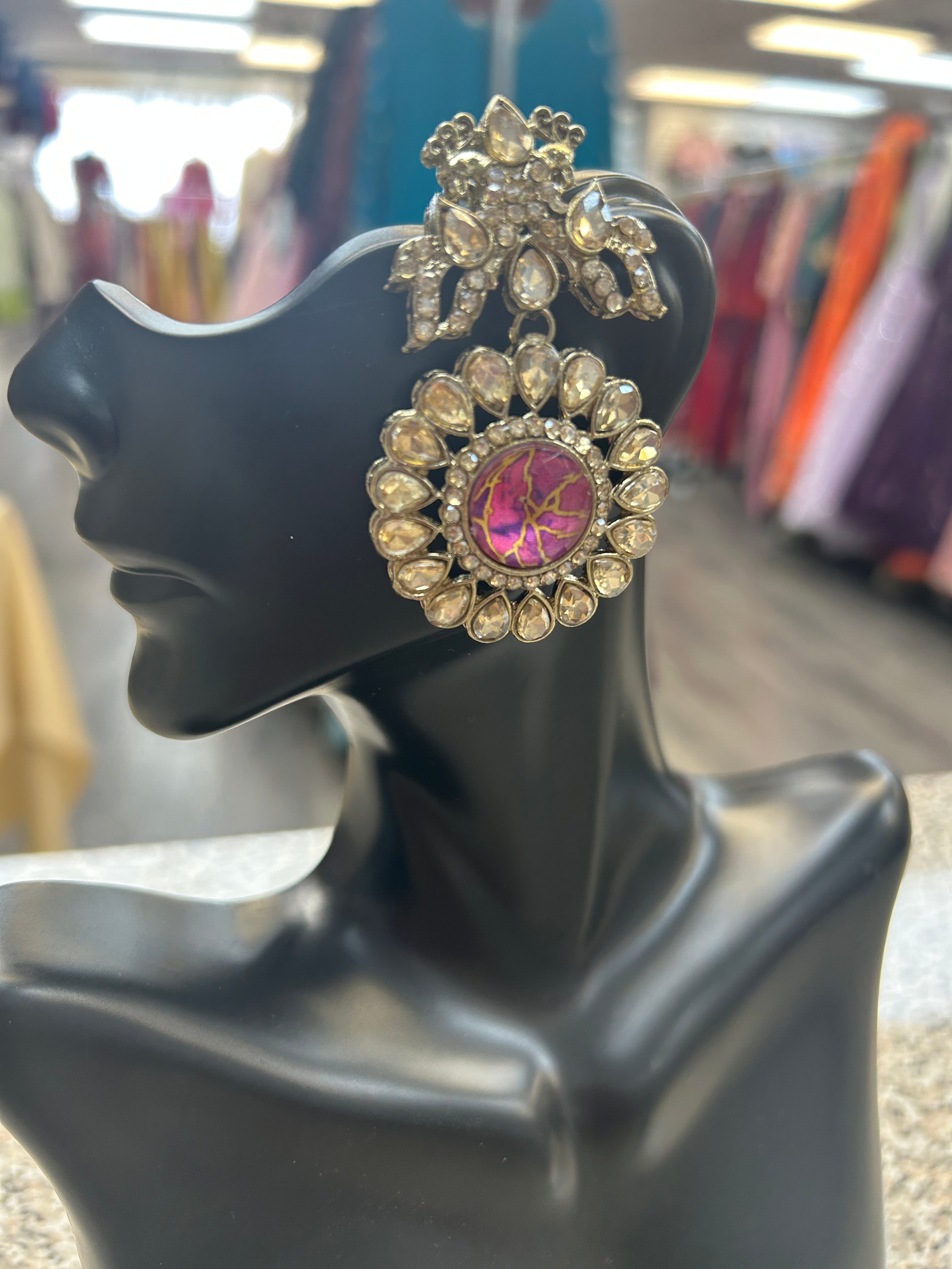 Fire stone/ Kundan ear rings