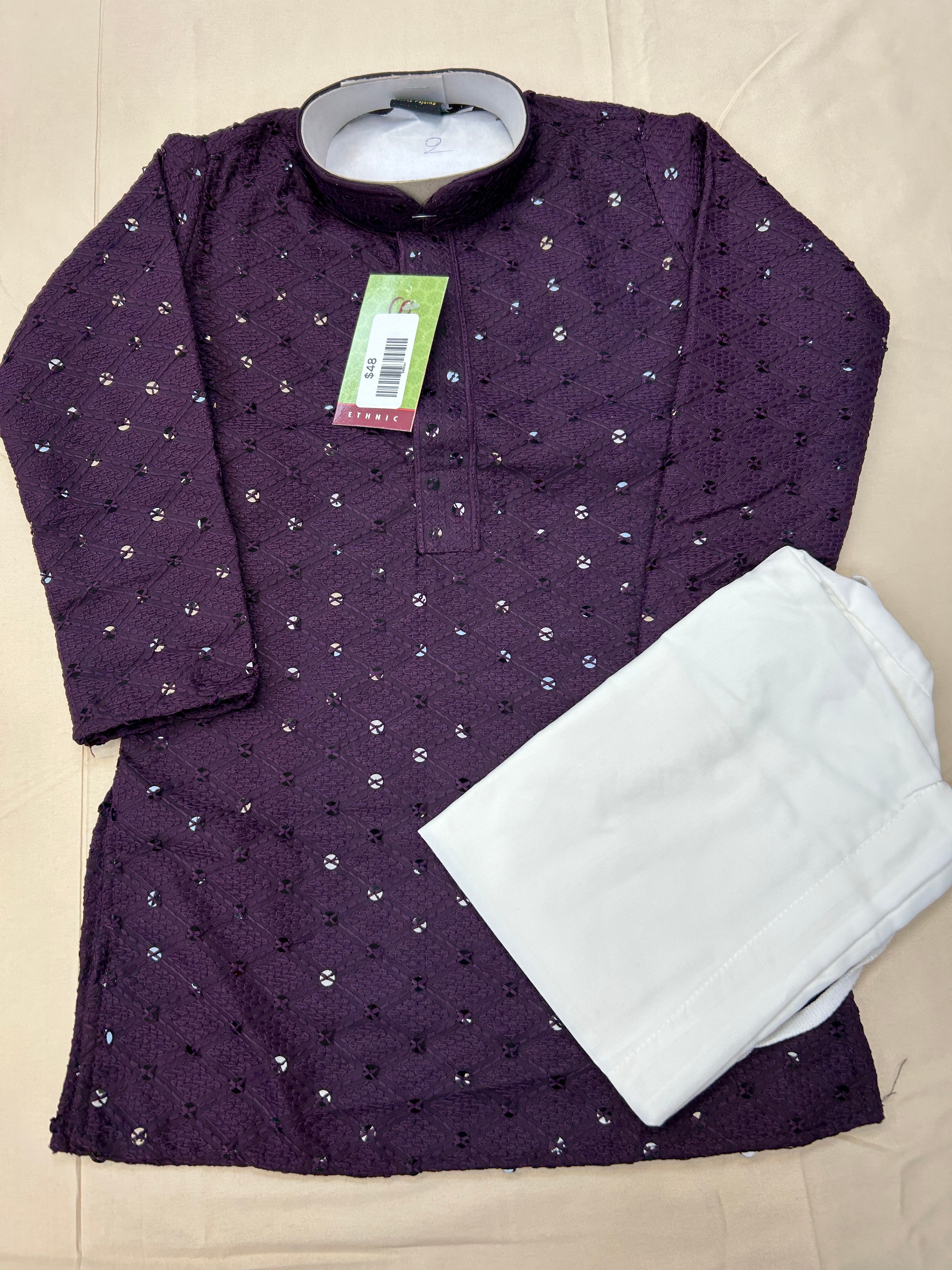 Sequin kurta set : purple (kids : boys)
