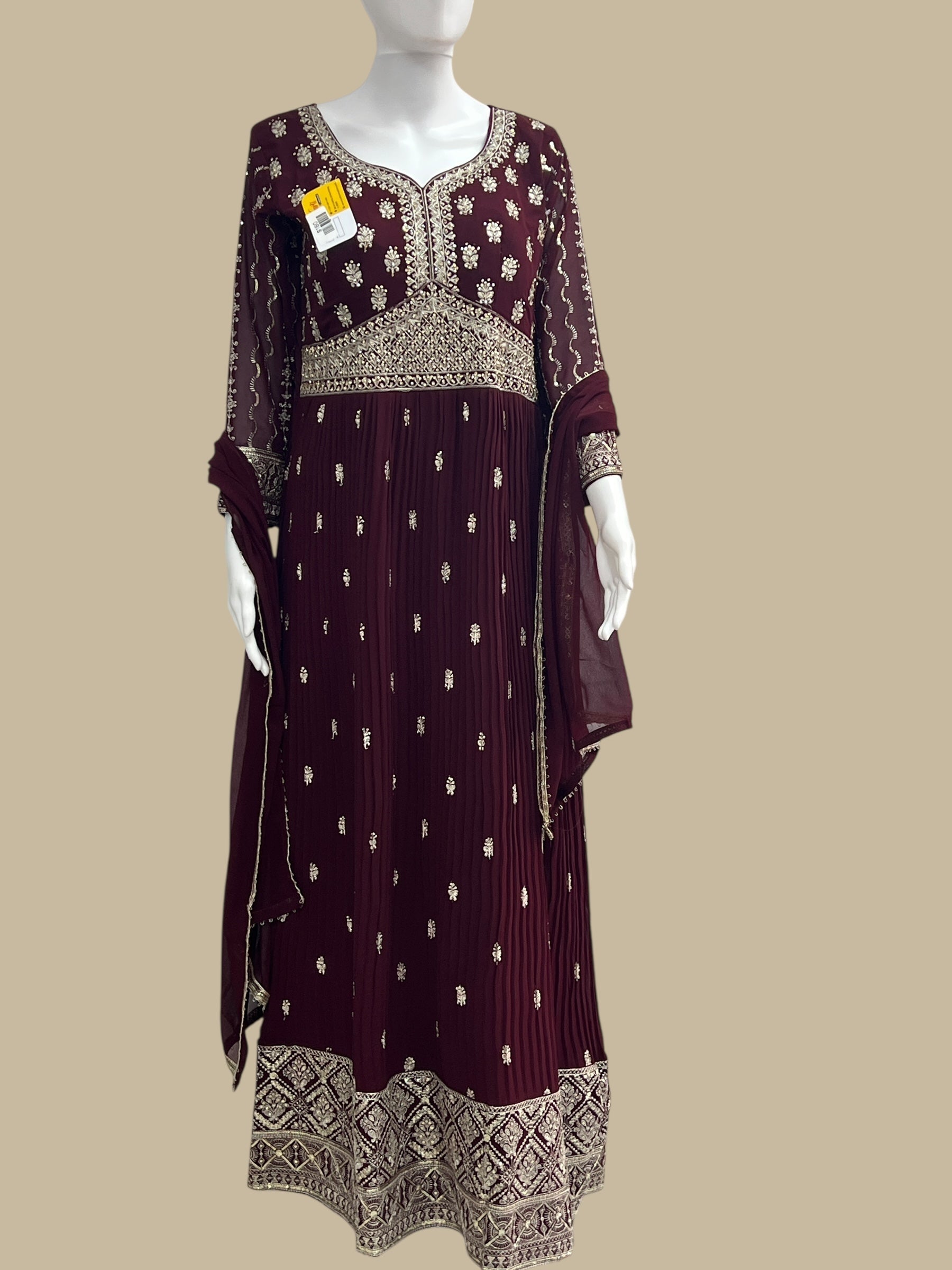 Party wear long gown : wine color